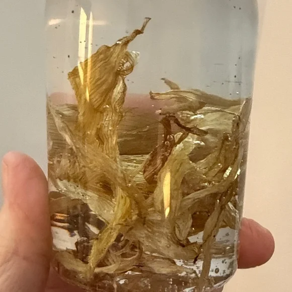 Unique Resin Decorative Bottle with Natural Dried Sunflower Petals - Picture 6 of 13